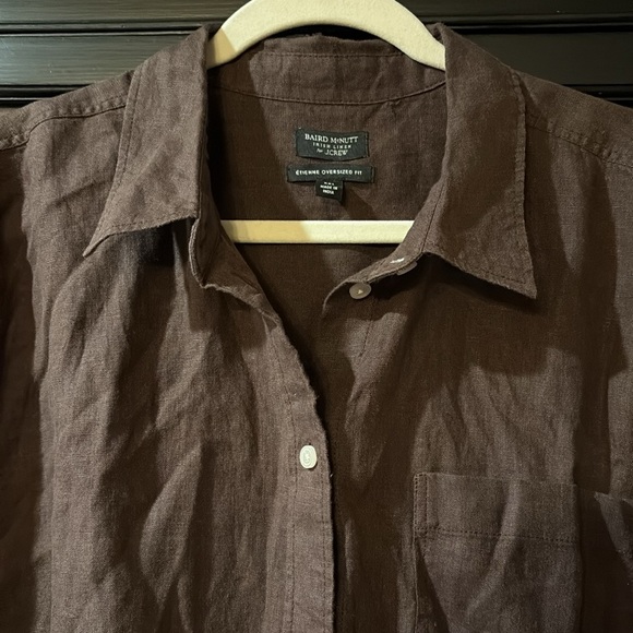 Baird McNutt Irish Linen for J. Crew dark brown shirt - Picture 2 of 7
